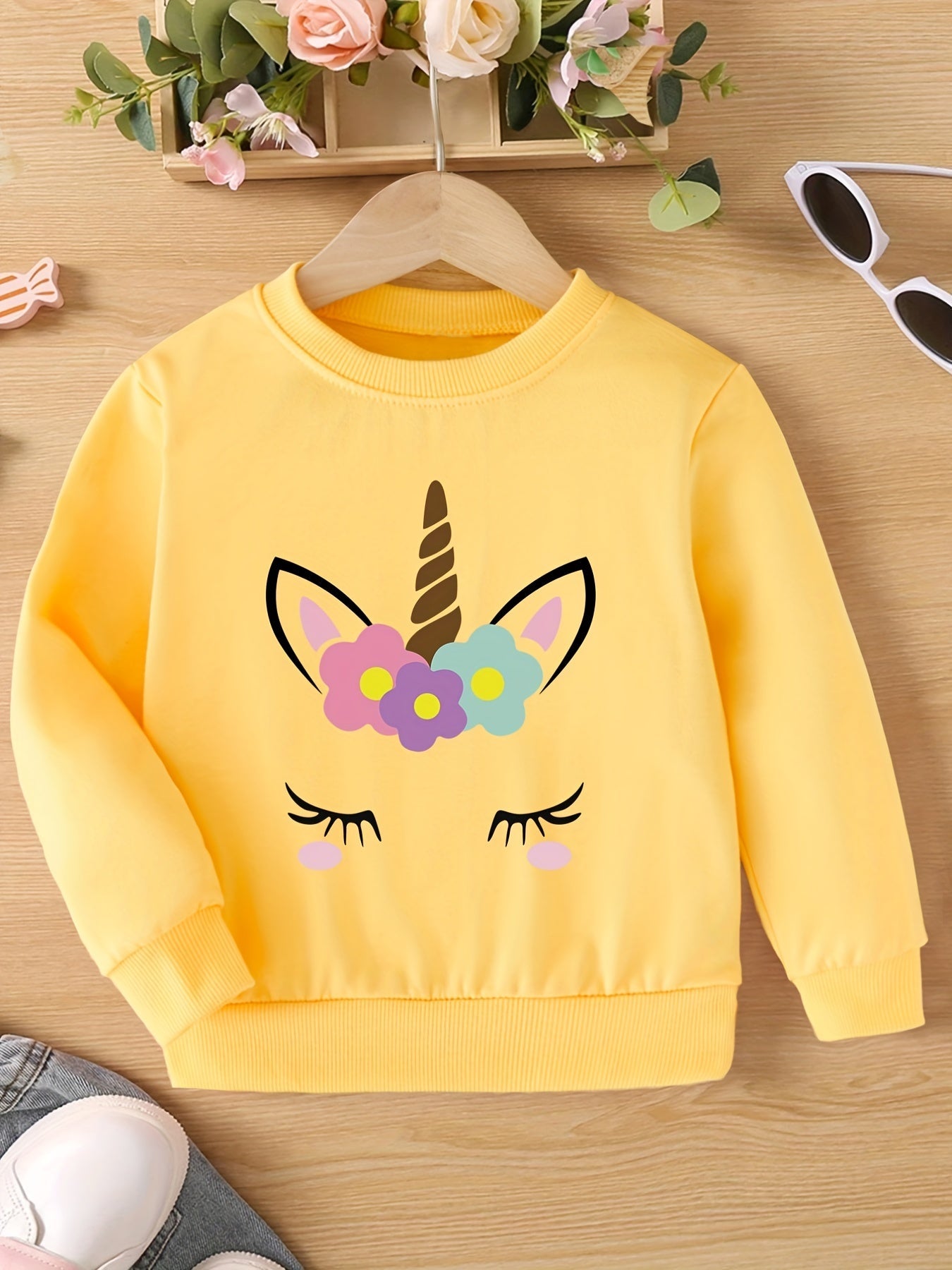 Lara - Meisjes Sweatshirt met Eenhoornprint en Ronde Hals