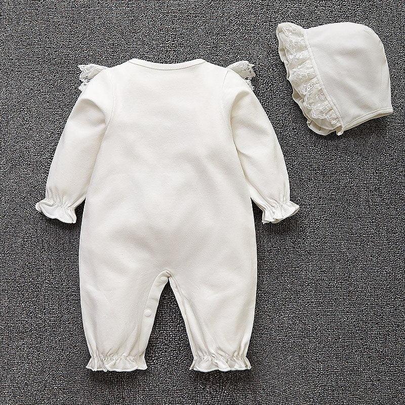 Rimpelige Kant Romper & Bonnet Set